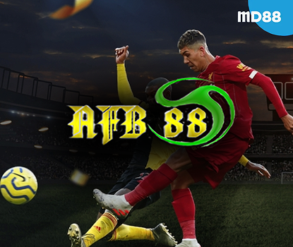 MD88 features the AFB88 sports betting platform with football players competing during an intense stadium match and the AFB88 logo prominently displayed.