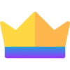 This image shows a colorful crown icon with a gold top and a blue-to-purple gradient base, representing VIP status, premium membership, or exclusive rewards, alongside the keyword MD88.